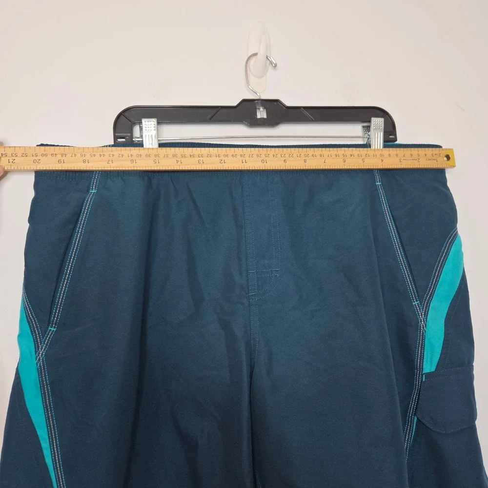 Nike Mens Swim Trunks Teal Blue Turquoise Cargo Pocket Board Shorts Large